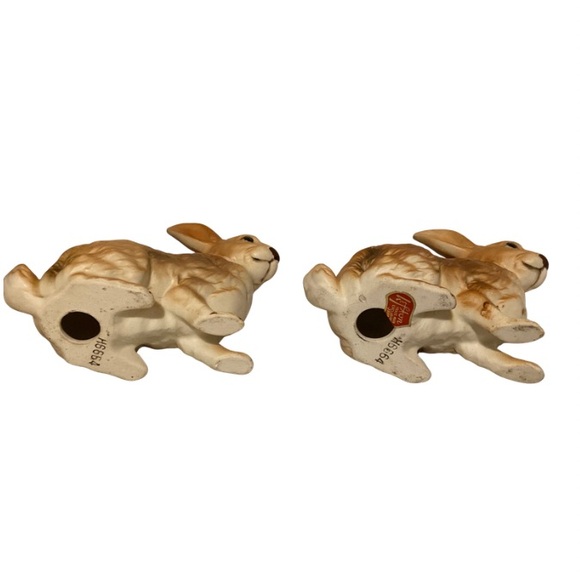 Mid century Lefton brown ceramic rabbit figurines. Perfect for Easter decor! - Picture 4 of 5